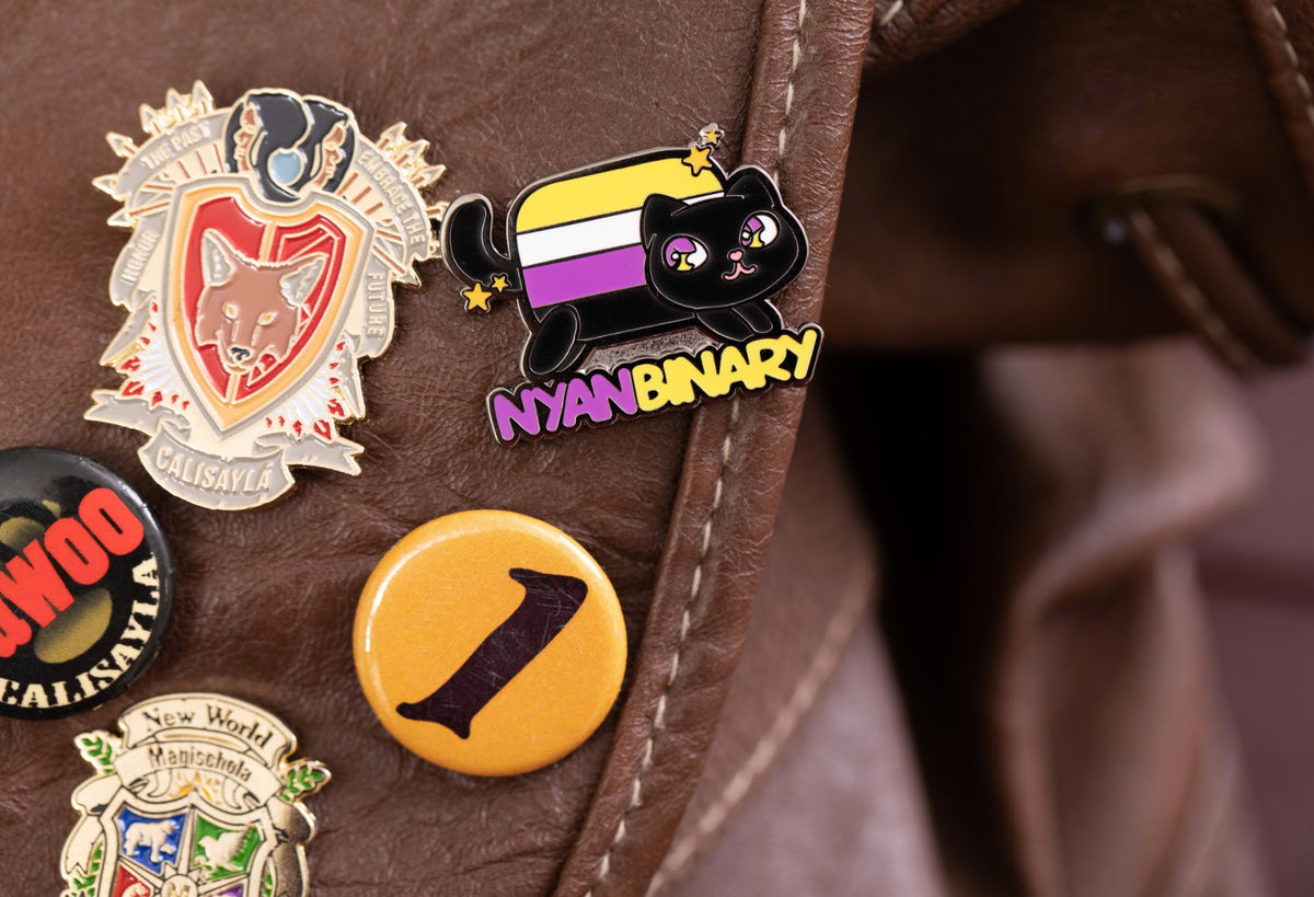 Nyanbinary Flag Nonbinary Pride Nyanbinary Nyan Cat Pun Kawaii Chibi Style Enamel Pin ...
