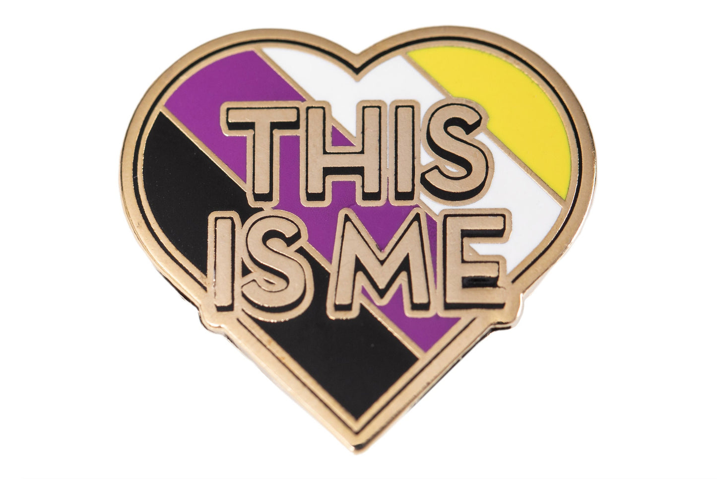 Nonbinary Pride The Greatest Showman "This Is Me" Heart Shaped Enby Pride Flag Enamel Pin