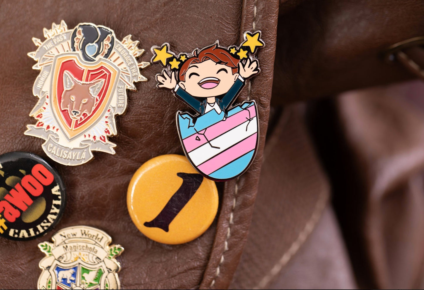 Trans Pride Flag Egg Crack Masc Gender Euphoria Kawaii Chibi Style Enamel Pin