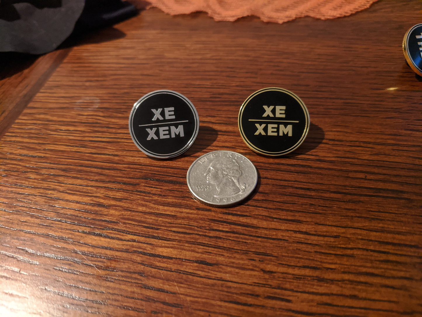 Xe Xem Pronoun Pin Silver or Gold 1-inch Round Hard Enamel | Nonbinary Gender Nonconforming  Neo Pronoun Badge
