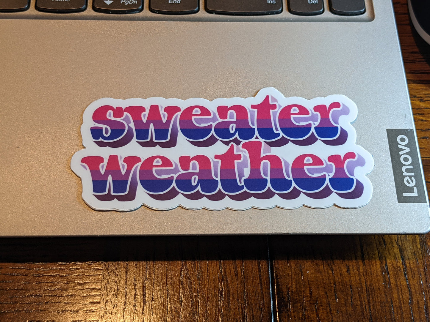 Bisexual Pride Sweater Weather Bi Anthem Vinyl Decal 4" | Waterproof Die-Cut Vinyl Sticker for Car, Laptop, Water Bottle etc.