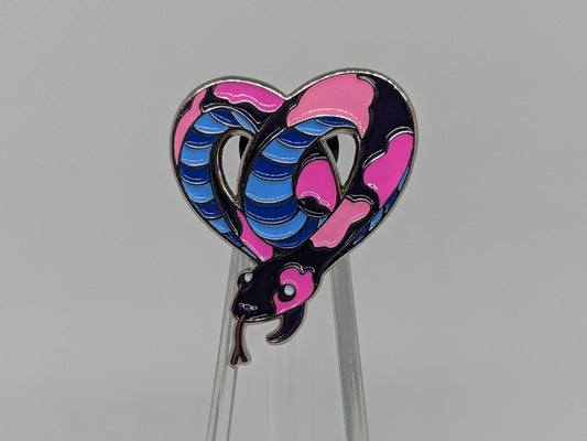 Omnisexual Pride Noodle Heart-Shaped Snake Enamel Pin in Omni Pride LGBTQ+ Flag Colors | Subtle Pride Pin