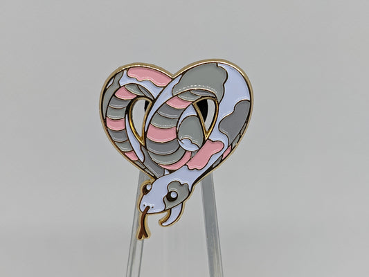 Subtle Demigirl Pride Noodle Heart-Shaped Snake Enamel Pin | Demigirl Pride LGBTQ+ Flag Colors | Subtle Pride Jewelry