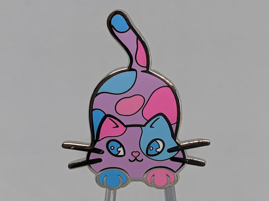 Catgender Pin Purride Chibi Cat Hard Enamel Pin in Catgender Pride Flag Colors | LGBTQ+ Subtle Pride Jewelry