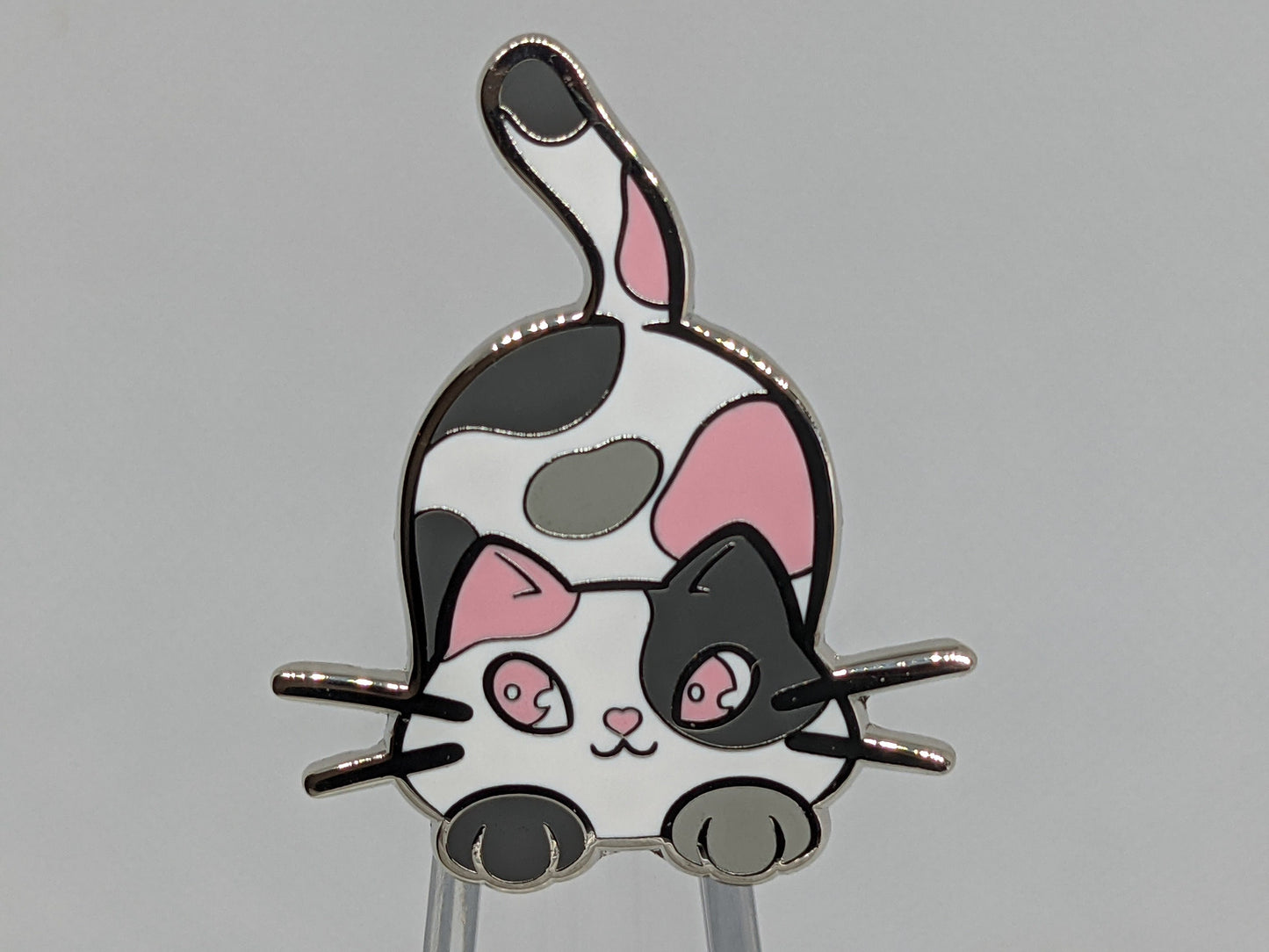 Demigirl Purride Chibi Cat Hard Enamel Pin in Demigirl Pride Flag Colors | LGBTQ+ Subtle Pride Jewelry