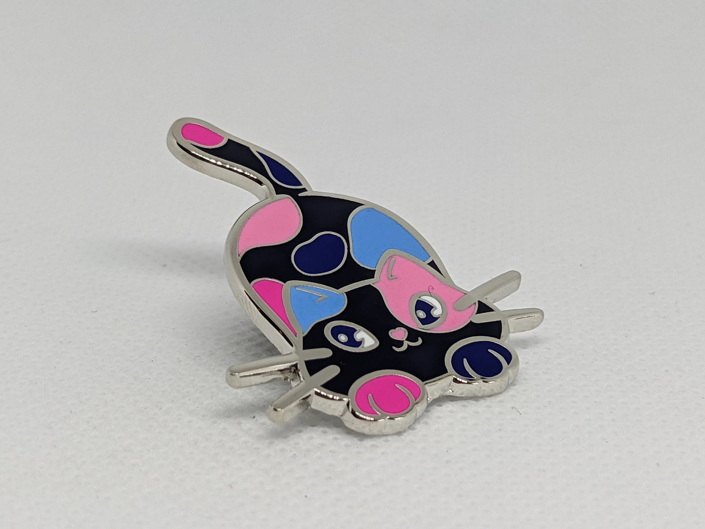 Omnisexual Purride Chibi Cat Hard Enamel Pin in Omnisexual Pride Flag Colors | LGBTQ+ Subtle Pride Jewelry