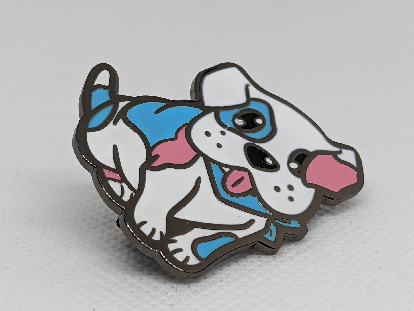 Trans Pride Pin | Puppy Dog Enamel Pin in Subtle Trans Pride Flag Colors | LGBT Jewelry Transgender Pin