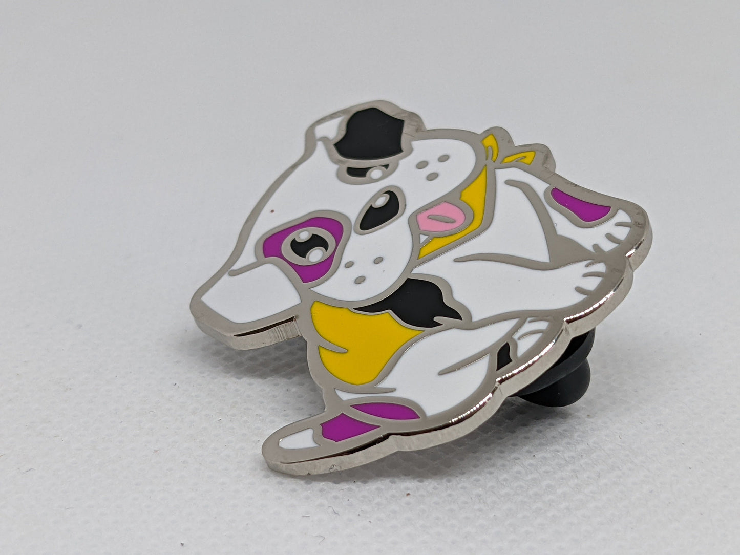 Nonbinary Pride Pin Puppy Dog Enamel Pin in Subtle Nonbinary Pride Flag Colors | LGBT Jewelry for Enby Pride