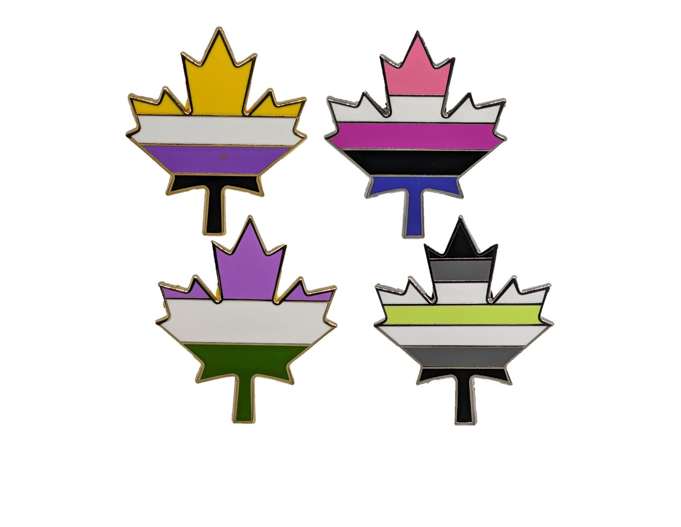 Nonbinary Genderqueer Genderfluid or Agender Pride Flag Canadian Maple Leaf Hard Enamel Pin LGBTQ+ Flag Canada | Pride Jewelry