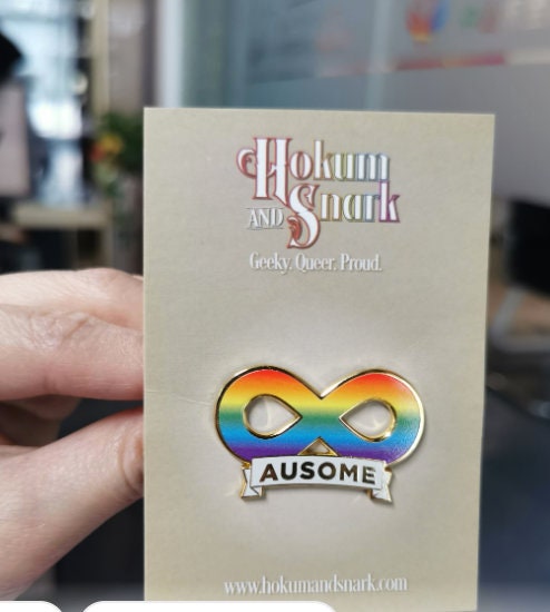 Ausome Autism Pride Spectrum Infinity Symbol Gold Hard Enamel Pin Neurodivergent Pride Autism Joy