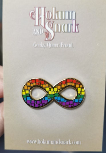 Mosaic Tile Rainbow Spectrum Infinity Symbol Gold Hard Enamel Pin | Autism Autistic Pride Neurodiversity Queer