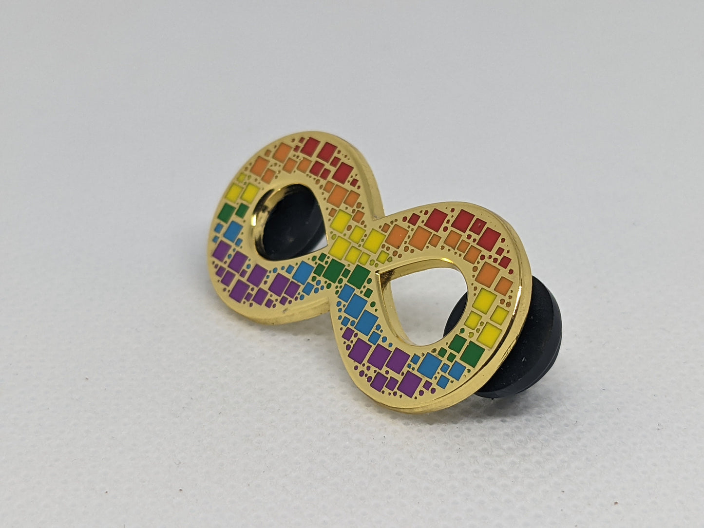 Mosaic Tile Rainbow Spectrum Infinity Symbol Gold Hard Enamel Pin | Autism Autistic Pride Neurodiversity Queer