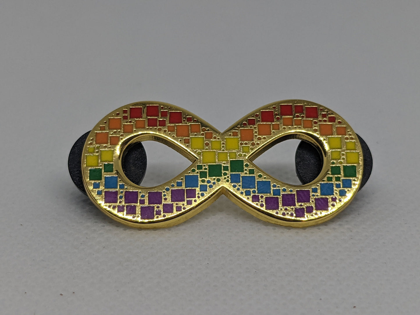 Mosaic Tile Rainbow Spectrum Infinity Symbol Gold Hard Enamel Pin | Autism Autistic Pride Neurodiversity Queer