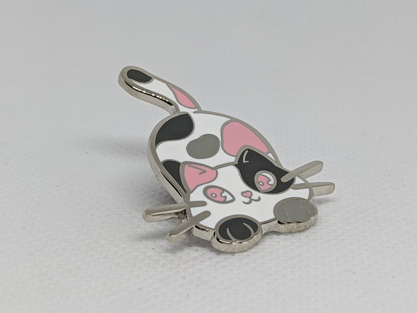 Demigirl Purride Chibi Cat Hard Enamel Pin in Demigirl Pride Flag Colors | LGBTQ+ Subtle Pride Jewelry