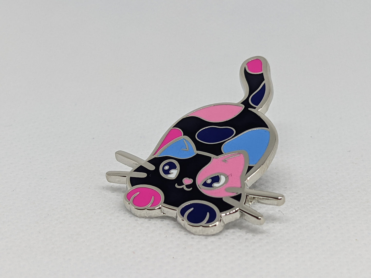 Omnisexual Purride Chibi Cat Hard Enamel Pin in Omnisexual Pride Flag Colors | LGBTQ+ Subtle Pride Jewelry