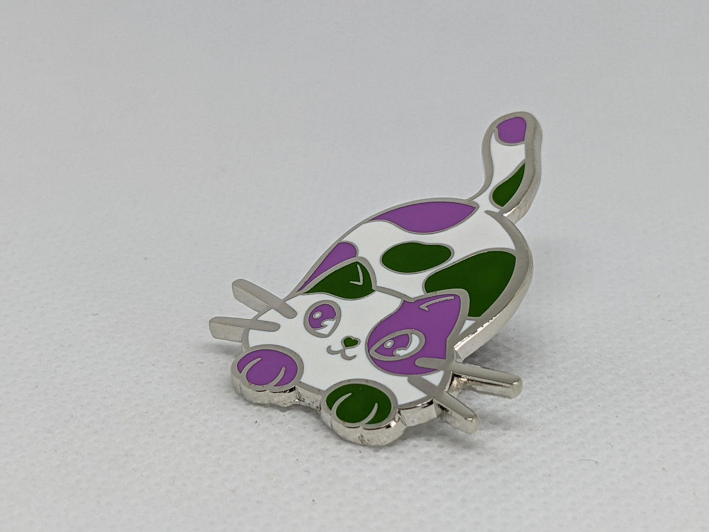 Genderqueer Purride Chibi Cat Hard Enamel Pin in Genderqueer Pride Flag Colors | LGBTQ+ Subtle Pride Jewelry