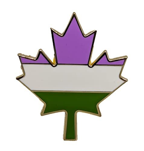 Nonbinary Genderqueer Genderfluid or Agender Pride Flag Canadian Maple Leaf Hard Enamel Pin LGBTQ+ Flag Canada | Pride Jewelry