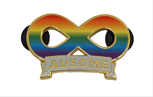 Ausome Autism Pride Spectrum Infinity Symbol Gold Hard Enamel Pin Neurodivergent Pride Autism Joy