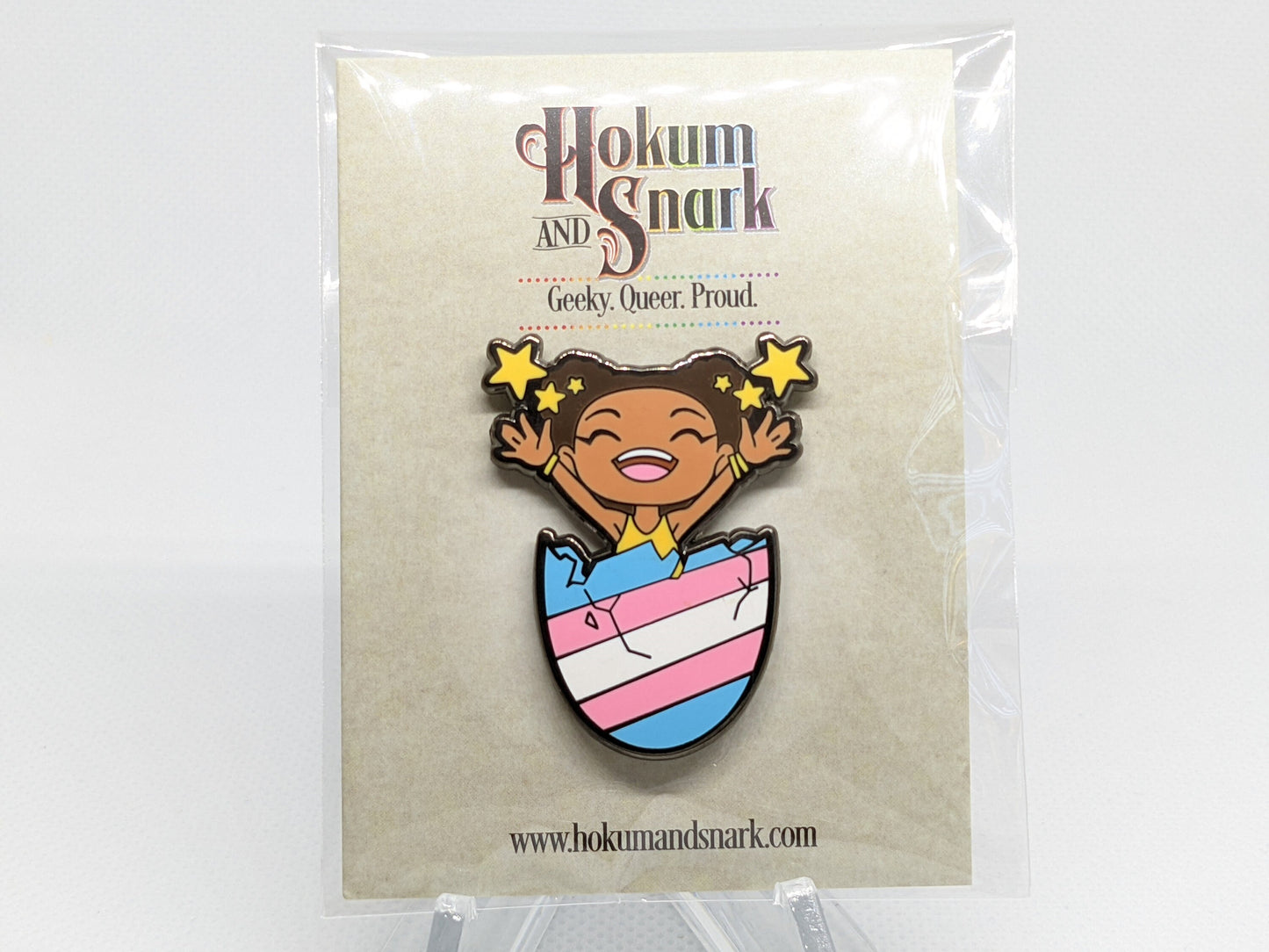 POC Trans Pride Egg Mode Femme Gender Euphoria Kawaii Chibi Style Enamel Pin Black Trans MtF