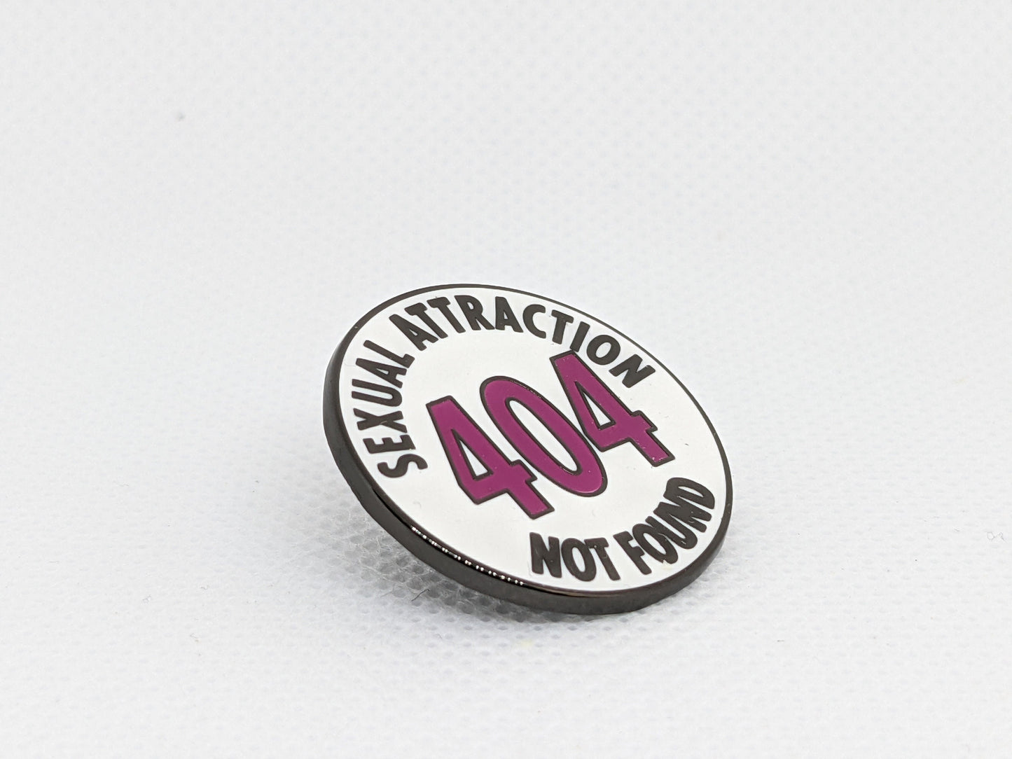 404 Sexual Attraction Not Found Enamel Pin | Asexual Ace Demisexual | Choose Silver & Black or Ace Demi Pride Flag Colors