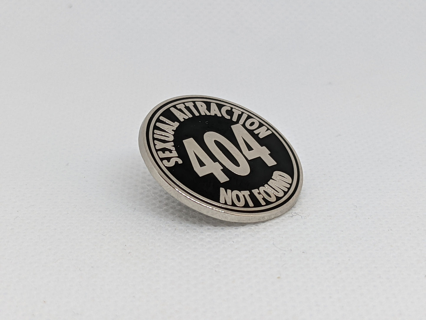 404 Sexual Attraction Not Found Enamel Pin | Asexual Ace Demisexual | Choose Silver & Black or Ace Demi Pride Flag Colors