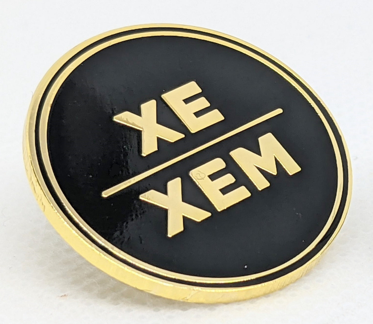 Xe Xem Pronoun Pin Silver or Gold 1-inch Round Hard Enamel | Nonbinary Gender Nonconforming  Neo Pronoun Badge