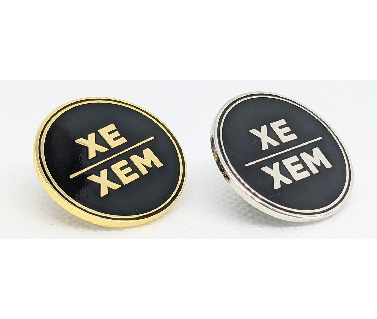 Xe Xem Pronoun Pin Silver or Gold 1-inch Round Hard Enamel | Nonbinary Gender Nonconforming  Neo Pronoun Badge