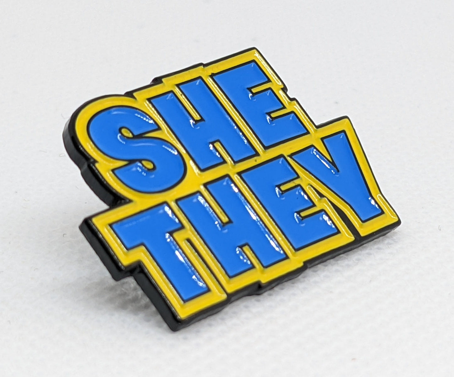 She They Pronoun Pin | Femme Nonbinary Multi-gender Gender Fluid Enamel Pronoun Button