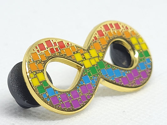 Mosaic Tile Rainbow Spectrum Infinity Symbol Gold Hard Enamel Pin | Autism Autistic Pride Neurodiversity Queer