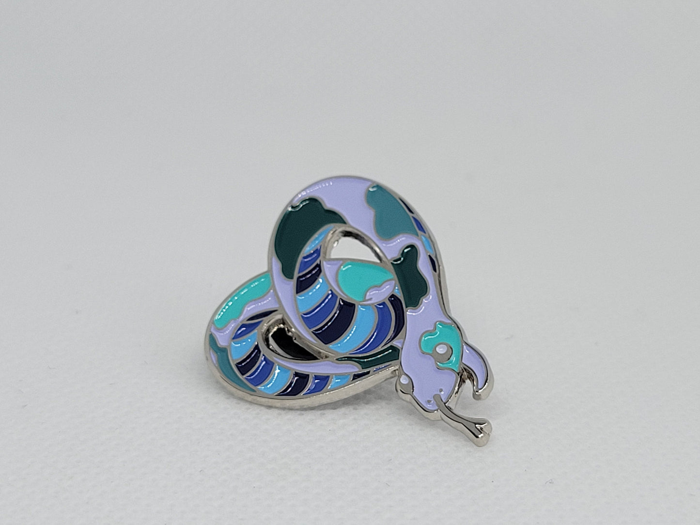 MLM Gay Male Pride Pin | Heart-Shaped Snake Enamel Pin in Gay Male Pride Flag Colors | Gay Pins | Subtle Pride