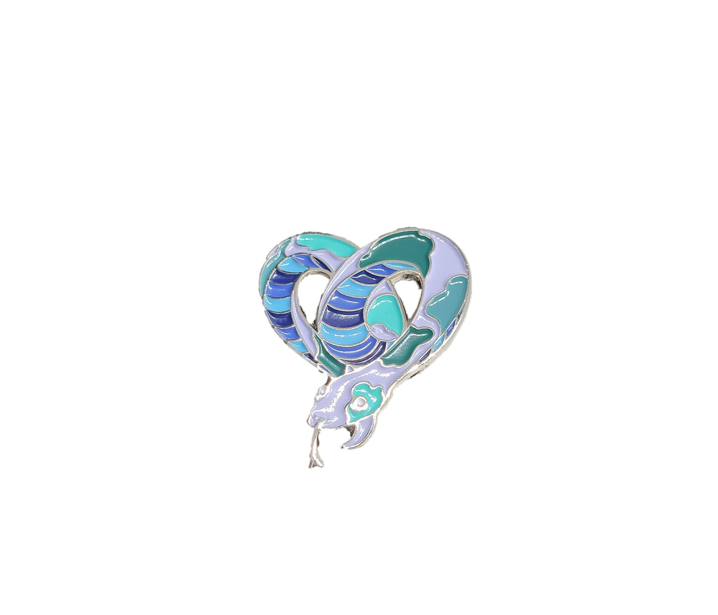 MLM Gay Male Pride Pin | Heart-Shaped Snake Enamel Pin in Gay Male Pride Flag Colors | Gay Pins | Subtle Pride