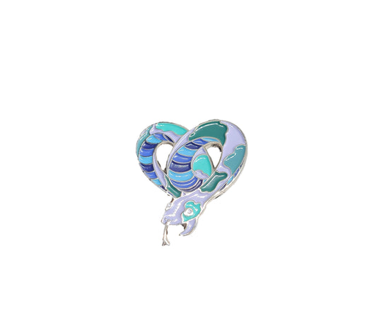 MLM Gay Male Pride Pin | Heart-Shaped Snake Enamel Pin in Gay Male Pride Flag Colors | Gay Pins | Subtle Pride