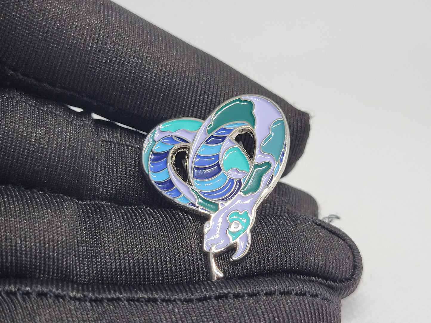 MLM Gay Male Pride Pin | Heart-Shaped Snake Enamel Pin in Gay Male Pride Flag Colors | Gay Pins | Subtle Pride