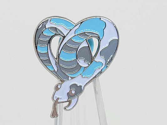 Subtle Demiboy Pin | Danger Noodle Heart-Shaped Snake Enamel Pin in Demiboy Pride Flag Colors | LGBTQ+ Pride Jewelry