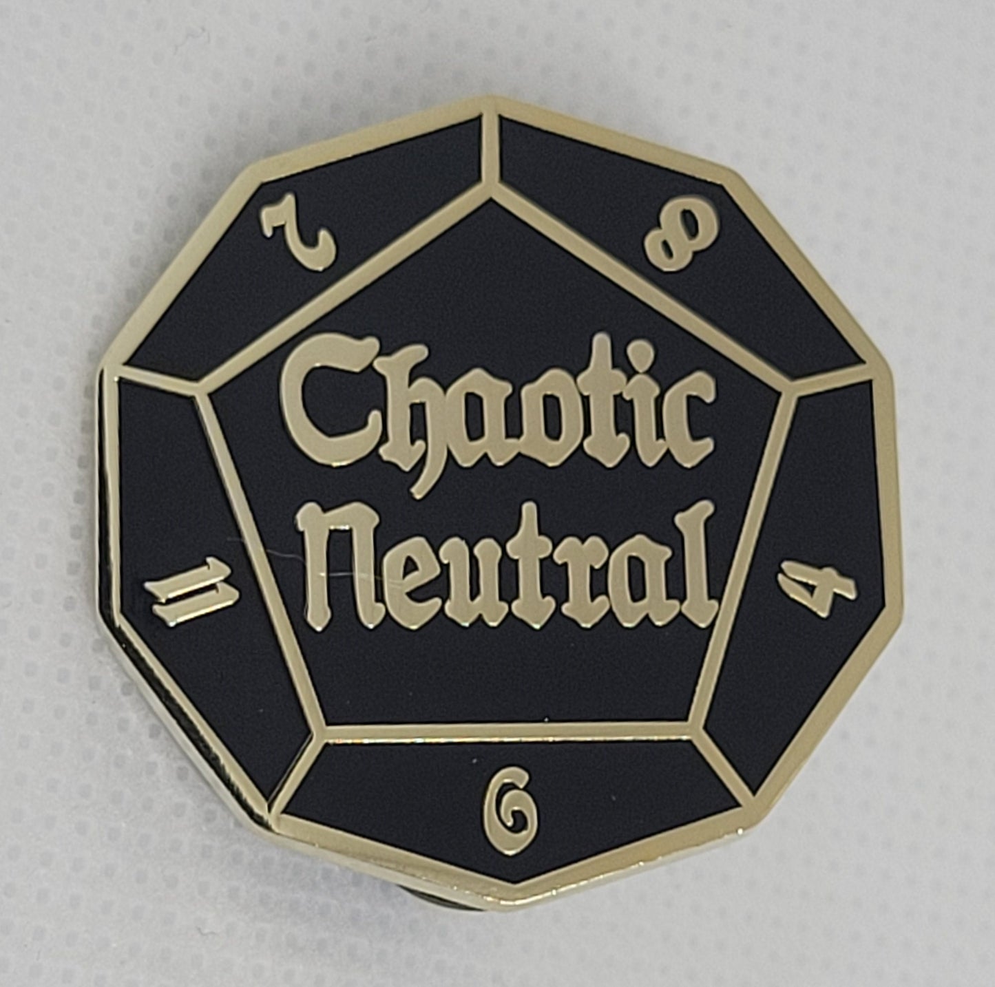 Chaotic Neutral DnD Alignment d12 Dice Enamel Pin Silver or Gold Finish | Geeky Gift for Gamers & Fans