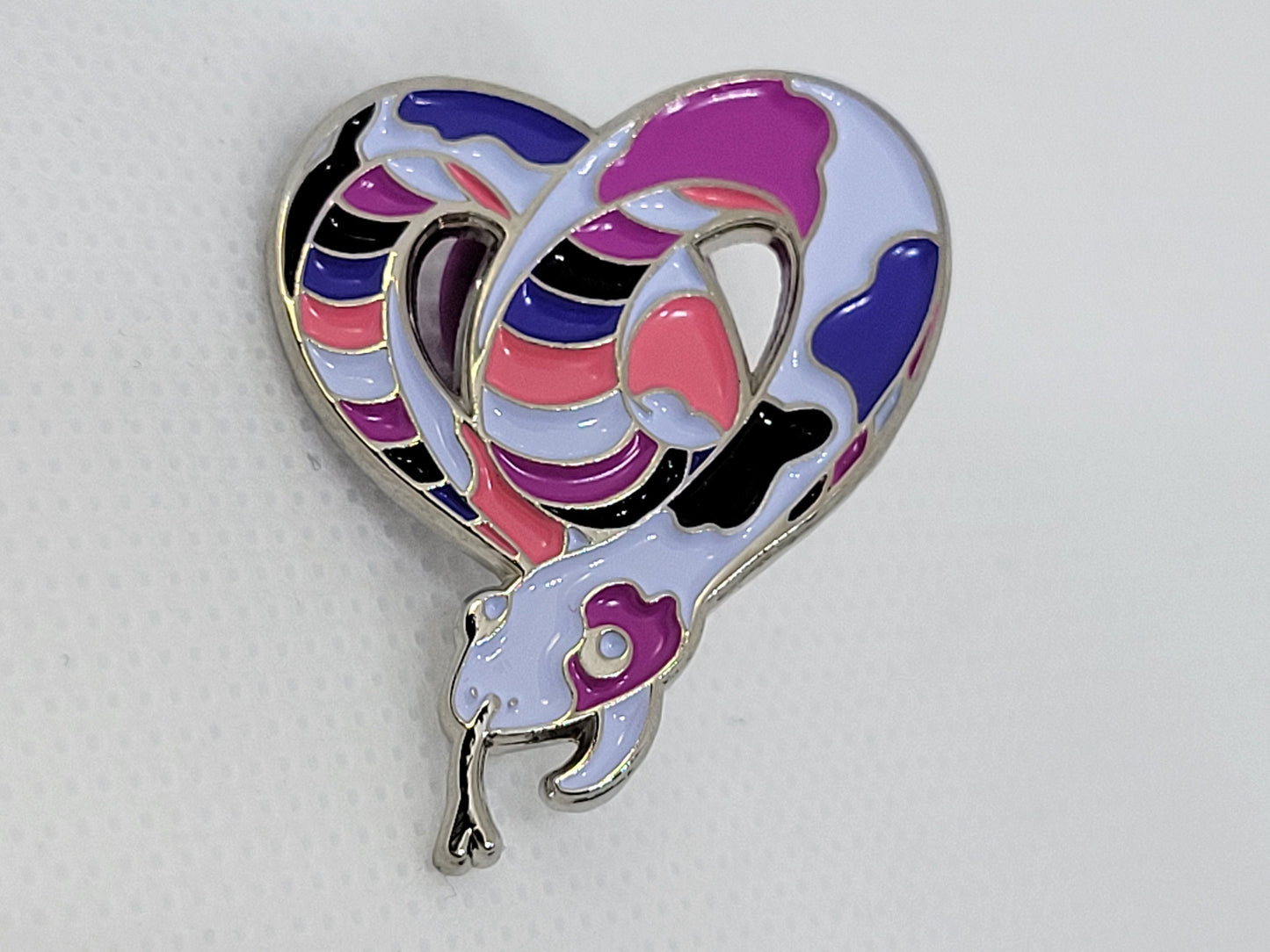 Genderfluid Pride Noodle Enamel Pin in Genderfluid Pride Flag Colors