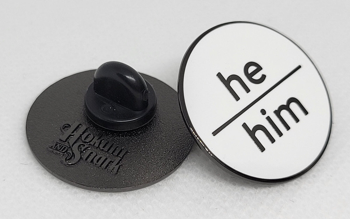 He Pin Modern Minimalist Pronoun Pin | He Him Pin | Choose White & Gold or Wh ...