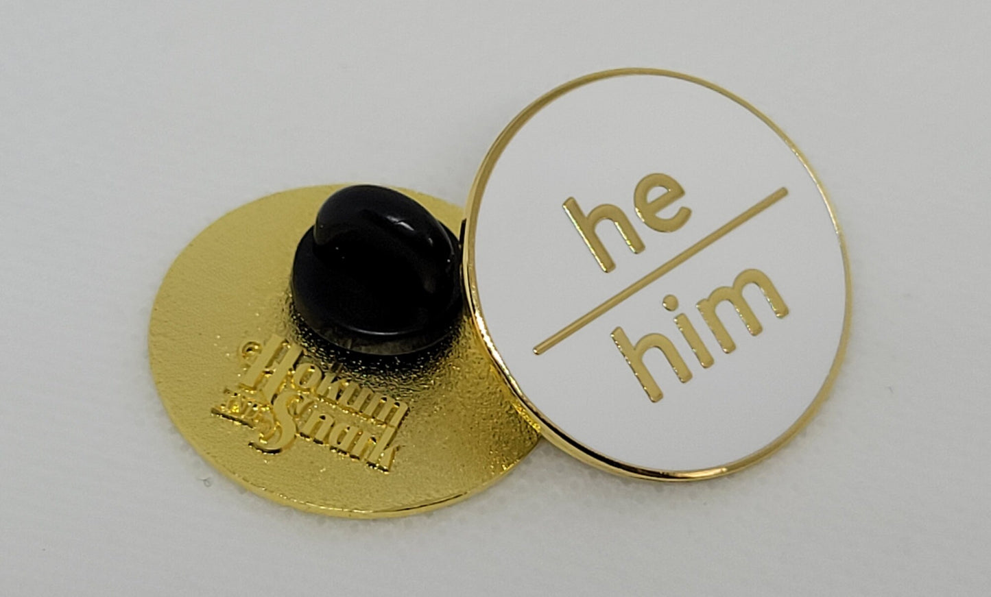 Modern Minimalist Pronoun Pin | He Him Pin | Choose White & Gold or White/Black  | He/Him Pronoun Button