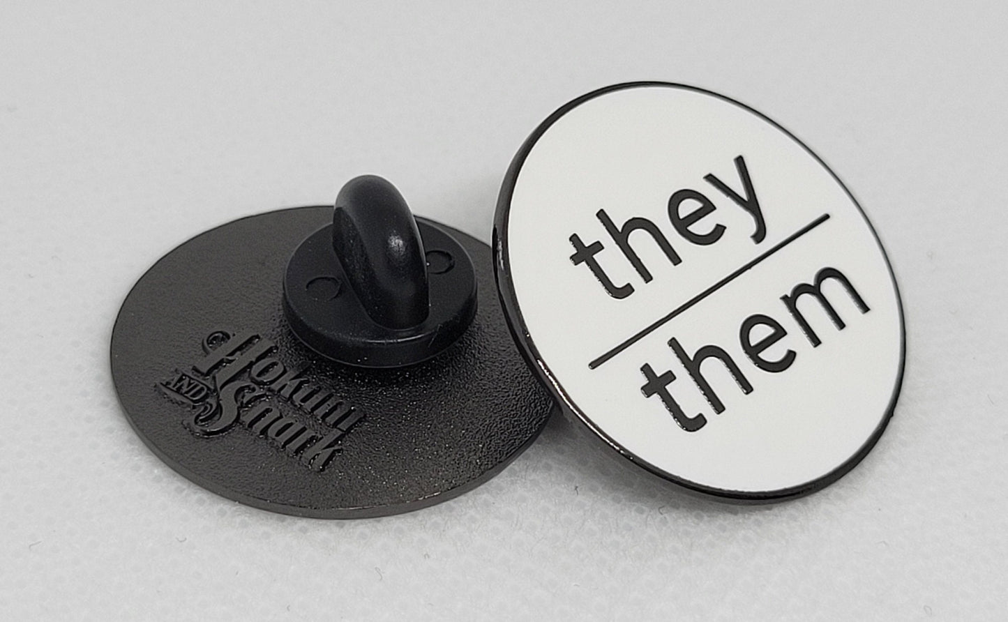 Modern Minimalist Pronoun Pin | They Them Pin | Choose White & Gold, White/Black or Black/Silver | They/Them Pronoun Button | Nonbinary Pin