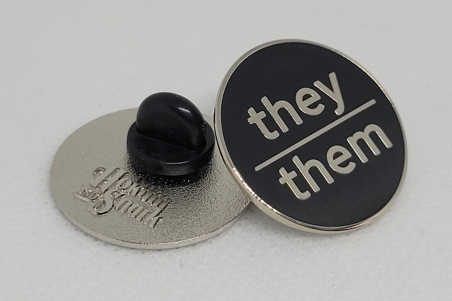 Modern Minimalist Pronoun Pin | They Them Pin | Choose White & Gold, White/Black or Black/Silver | They/Them Pronoun Button | Nonbinary Pin