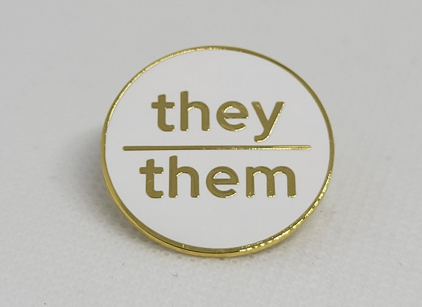 Modern Minimalist Pronoun Pin | They Them Pin | Choose White & Gold, White/Black or Black/Silver | They/Them Pronoun Button | Nonbinary Pin