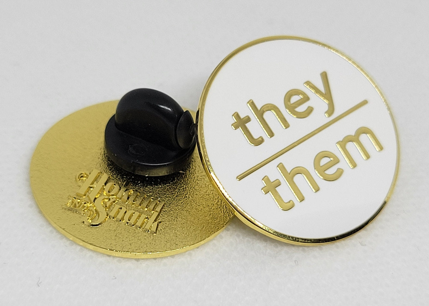 Modern Minimalist Pronoun Pin | They Them Pin | Choose White & Gold, White/Black or Black/Silver | They/Them Pronoun Button | Nonbinary Pin