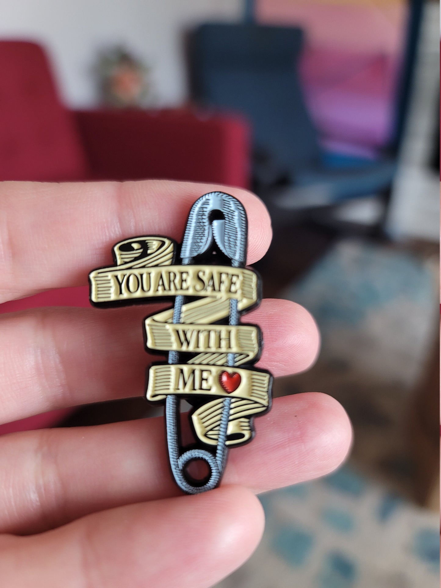 You are Safe with Me Pin | Safe Space Pin | LGBTQ Ally Pin | Safety Pin Trans Rights SafeSpace Enamel Pin