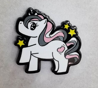 Chibi Unicorn Demigirl Pride Pin | Gay Little Pony Enamel Pin Subtle Demigirl Flag Colors | LGBTQ+ Pins | Subtle Pride Jewelry Accessory