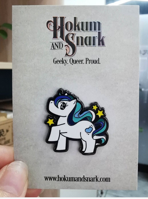 Chibi Unicorn MLM Pride Pin | Gay My Little Pony Enamel Pin with Subtle Gay Male Pride Flag Colors | LGBTQ+ Pins | Lowkey Pride