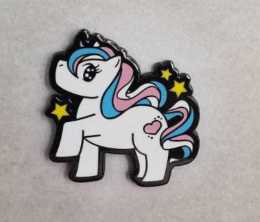 Chibi Unicorn Trans Pride Enamel Pin | Gay My Little Pony Pin with Transgender Pride Flag Colors | LGBTQ+ Pins | Subtle Pride Jewelry