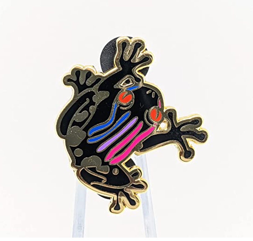 Bisexual Frog Pin | Subtle Bi Pride Frog Enamel Pin | LGBTQ Frog Pin