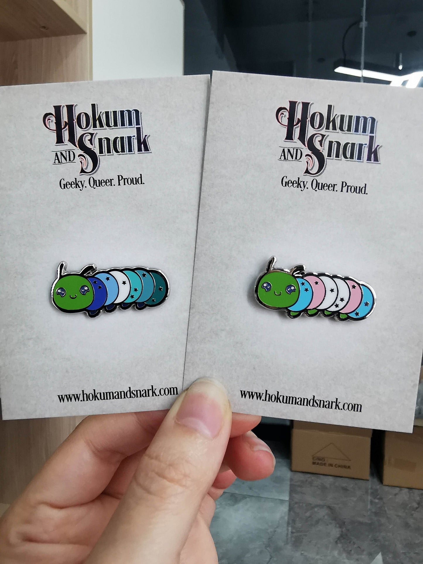 Transgender Pride Pin | Caterpillar Chibi Enamel Pin in Trans Pride Fl ...