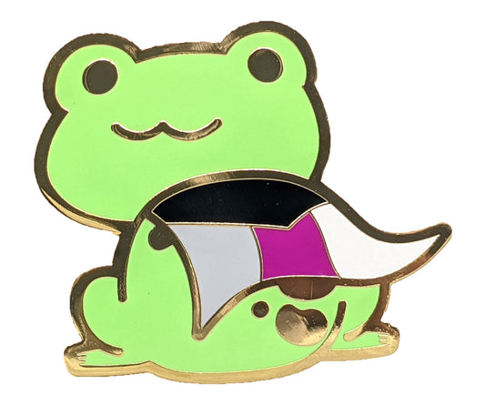 Demisexual Frog Pin | LGBTQ Frog in Demi Pride Flag Cape | Demisexual Pride Enamel Pin | Chibi Queer Frog | Pride Jewelry Gifts Accessories