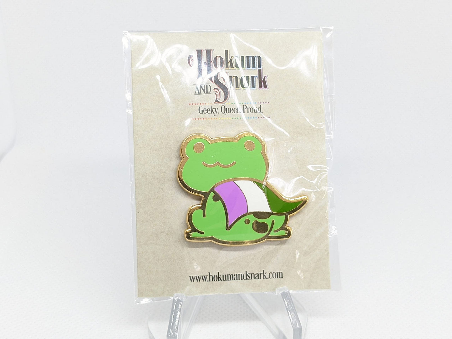 Genderqueer Frog Pin | Chibi Queer Frog Enamel Pin in Gender Queer Pride Flag Cape | LGBTQ Frog Pin | Pride Frog | Pride Jewelry